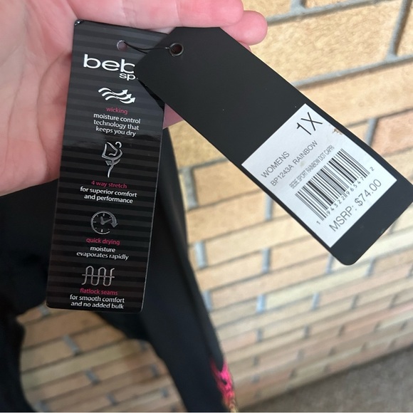 NWT Bebe Sport Rainbow Dot Capri Athletic Leggings Size 1X - Picture 3 of 5